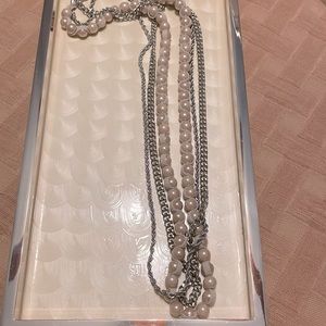 3 strand long statement necklace